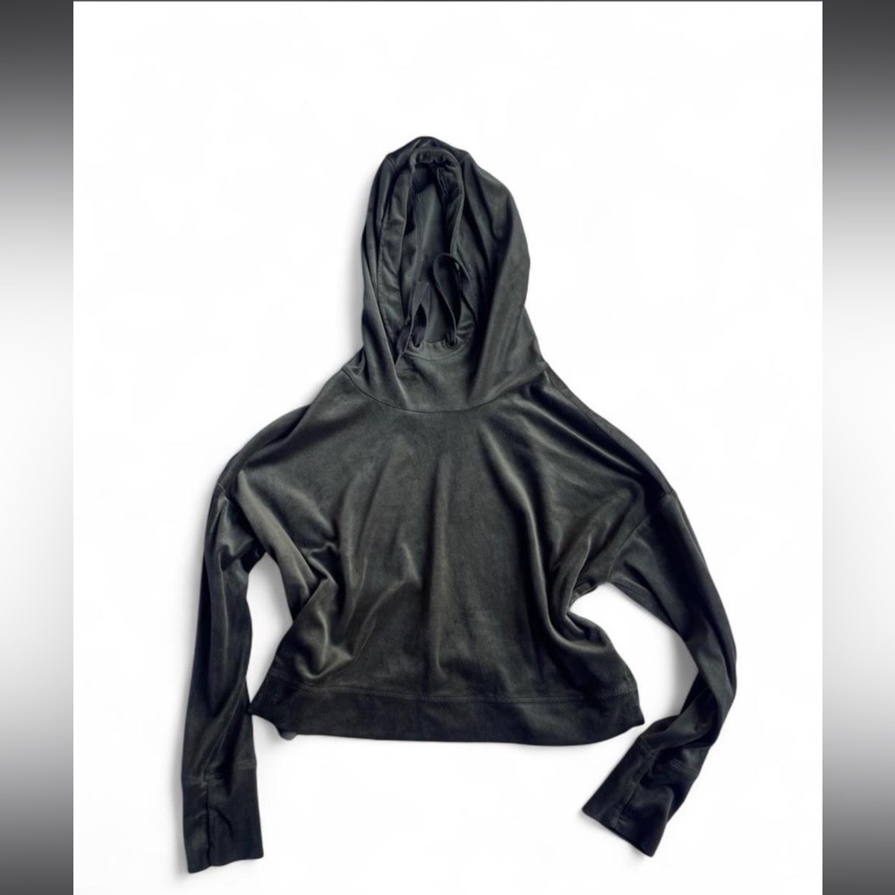 Off line by Aerie‎ Cropped Hoodie Velour Olive Green